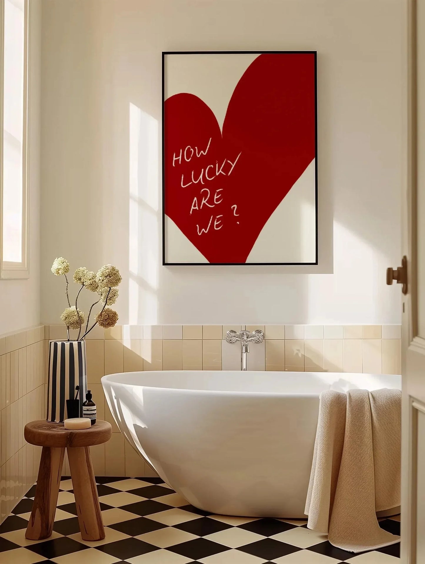 "How Lucky Are We" Stripe Print