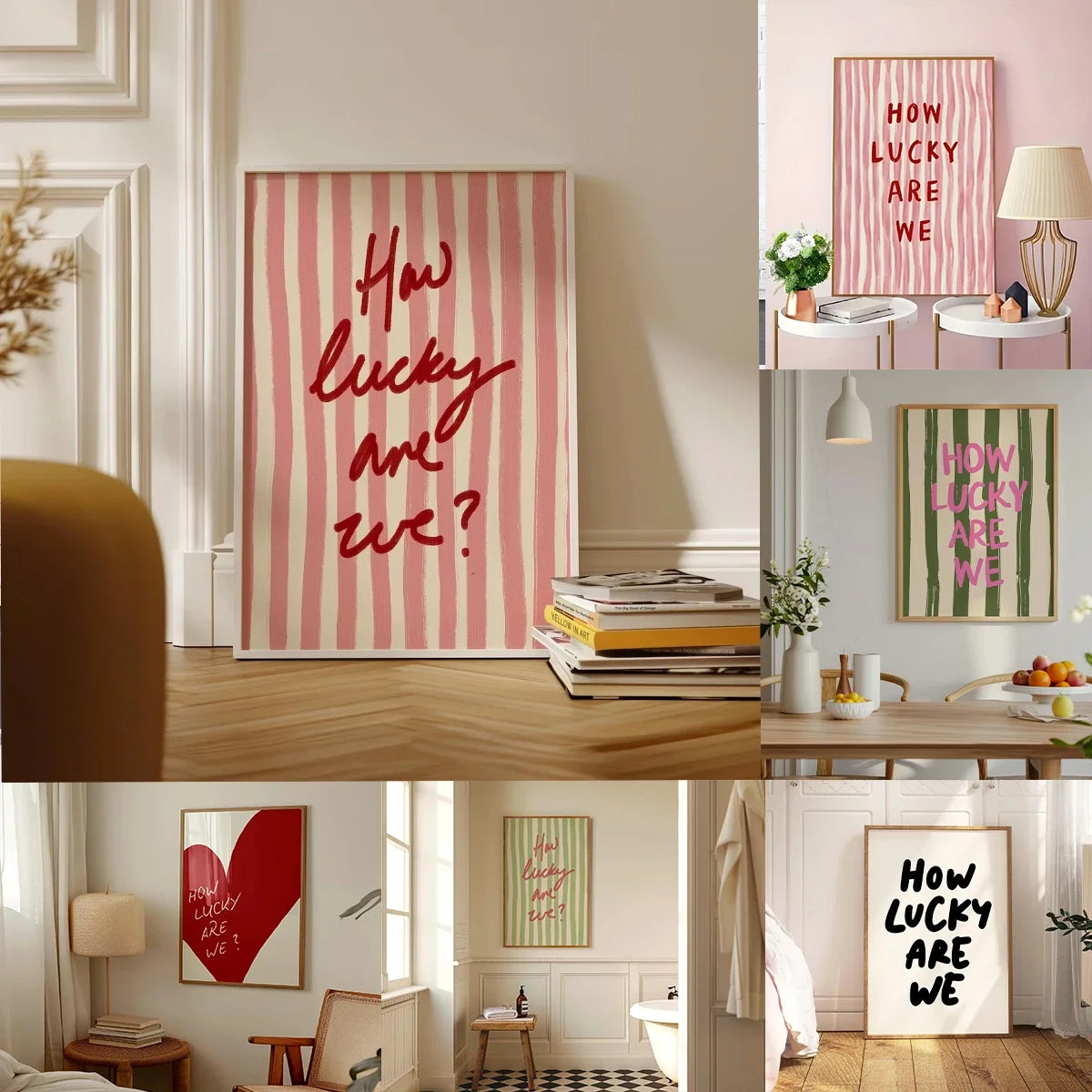 "How Lucky Are We" Stripe Print